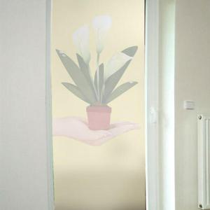 아트박스/꾸밈 cj664_m-무점착유리시트_손위에화분_유리문시트지