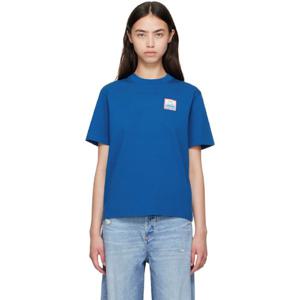 25 FW 카사블랑카 여성 블루 마운트 후지 고무 패치 티셔츠 252195F110002