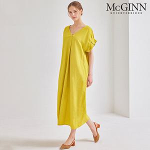 딥 V넥 루즈핏 린넨 원피스_MI5M1OP3400