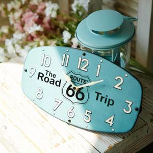 아트박스/이언시계 빈티지 로드 벽시계(딥블루/아이보리)