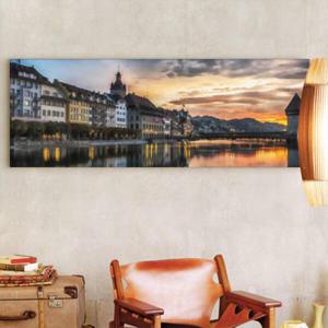 아트박스/꾸밈 cu633-노을빛물든스위스마을_대형노프레임