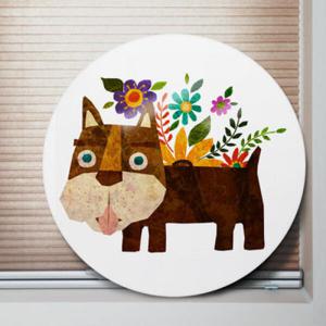 아트박스/꾸밈 tk654-원형아크릴액자_꽃과강아지