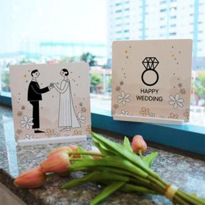 아트박스/꾸밈 ii662-스탠드액자2P_반지와해피웨딩