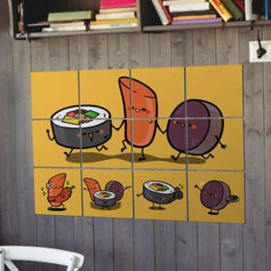 아트박스/꾸밈 pk340-멀티액자_음식캐릭터2(김밥떡볶이순대)