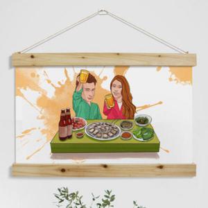 아트박스/꾸밈 pk595-우드스크롤_60CmX40Cm-맥주와안주의케미