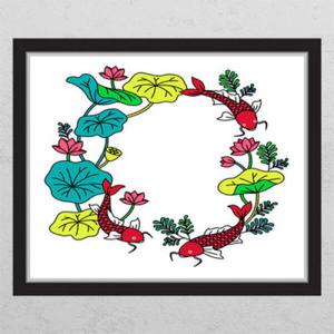 아트박스/꾸밈 ia441-풍수연꽃과잉어(화이트배경)_창문그림액자