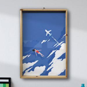 아트박스/꾸밈 tg953-우드프레임액자_물놀이일러스트