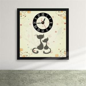 아트박스/꾸밈 cx063-귀여운 고양이 모녀 액자시계