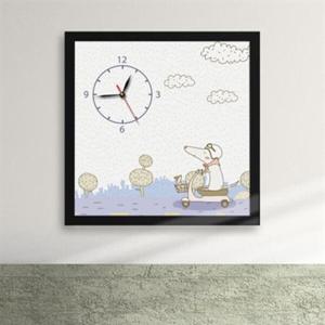 아트박스/꾸밈 ix110-강아지와 닭03-오토바이 여행 액자시계