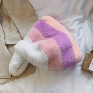 아트박스/홀리지 미토 배색 페이크퍼 토트백 핸드백