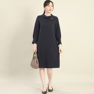 [애비뉴투지]이중 숄 카라 브로치 봄 가을 정장 원피스 K04512