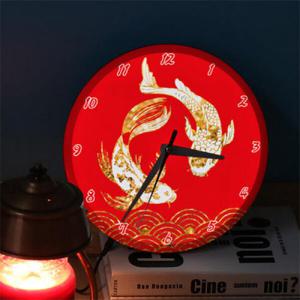 아트박스/꾸밈 ng395-LED시계액자25R_황금빛잉어