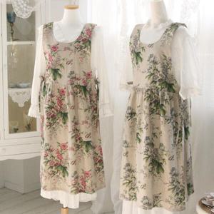 아트박스/앤코튼 프렌치 플라워 린넨 원피스 앞치마