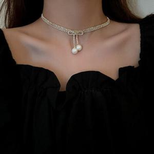 아트박스/홀리지 모리코 진주 초커 큐빅 블링 목걸이