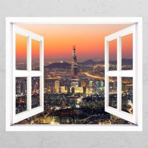아트박스/꾸밈 gb307-롯데월드타워가보이는야경_창문그림액자