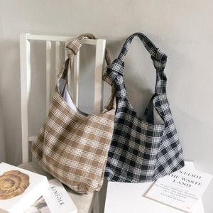 아트박스/라이니 리본 매듭 체크 에코백 ba-60164c