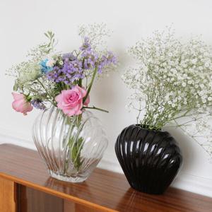 아트박스/더프리그 인테리어 오브제 조개 블랙 투명 꽃병 화병-