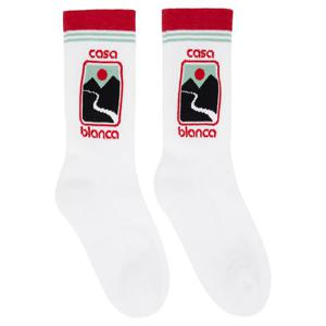 25 FW 카사블랑카 남성 화이트 선셋 밸리 양말 252195M220002