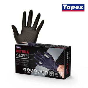 테이팩스 요리용 작업용 니트릴장갑 100매 소형 블랙