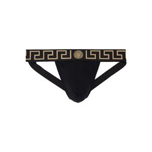 25 FW 베르사체 남성 블랙 그레카 보더 조크스트랩 252404M217009