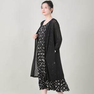 애비뉴투지 엄마옷 얇은 쉬폰 오픈형 봄 여름 긴팔 로브 롱 가디건 J07508