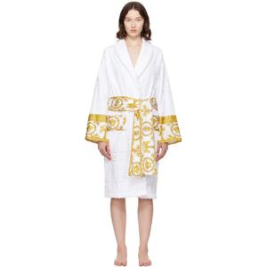 25 FW 베르사체 여성 화이트 아이 러브 바로크 바스 가운 252404F077003