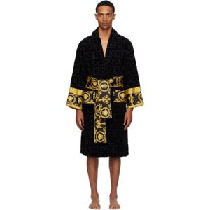 25 FW 베르사체 남성 블랙 아이 러브 바로크 바스 가운 252404M219005