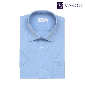바찌 카치온 솔리드 일반핏 반소매 셔츠 블루 VD1O2BR604B0