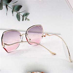 빅사이즈 플라워컷 다각형 무테 틴트 패션 메탈 선글라스 안경테 자외선차단