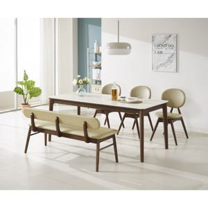 데코라인 에필로그 원목 세라믹 6인용 식탁 1800 (의자 3개+벤치) 방문설치