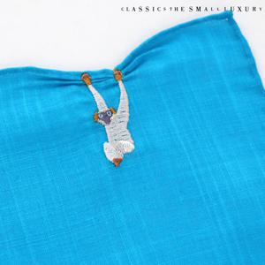 [클래식더스몰럭셔리] 일본 수입 원숭이 HANDMADE 손수건 블루 (HC-2DWE504BU)