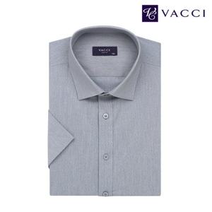 바찌 카치온 스판 솔리드 슬림 반소매 셔츠 그레이 VD1O2BS613G0