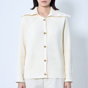 25 FW 보테가 베네타 와이드 스프레드 카라 코튼 니트 가디건 크림 829580V59X09071