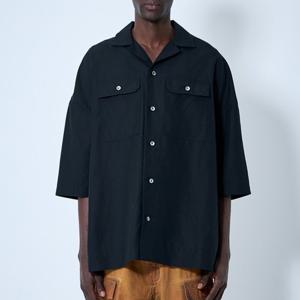 25 FW 릭오웬스 다크쉐도우 Tommy 토미 라이오셀 반팔 셔츠 블랙 DU01E3290 NR 09