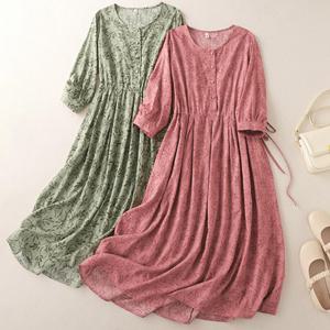 [바바라옷장]250981 - 코튼 패턴 스트링 롱원피스 펀칭원피스 인