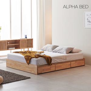 알파침대 몬드 무헤드 원목 1단 수납 침대프레임 Q