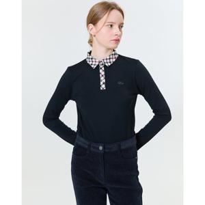 닥스 골프 여성 24FW 스테디셀러체크 카라 레터링 긴팔폴로티셔츠 (BLACK) WNTS4D750BK