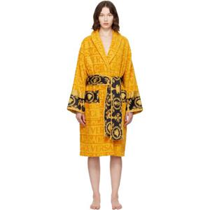 25 FW 베르사체 여성 옐로우 아이 러브 바로크 바스 가운 252404F077005