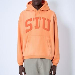 25 FW 스투시 STU 오버사이즈 로고 모티프 후드 스웨트셔츠 오렌지 118578 0602
