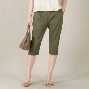 애비뉴투지 엄마옷 편한 린넨 허리밴드 여름 칠부 주머니 배기 바지 P07557