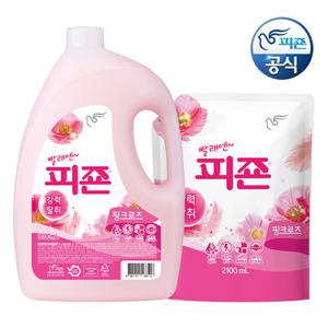피죤 섬유유연제 핑크로즈 3.1L 용기 x 1개+2100ml 리필 x 1개