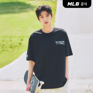 [MLB공식] 25S [택가 59000원] 베이직 스트릿 로고 오버핏 기능성 반팔 티셔츠 NY (Black) 3ATSB5153