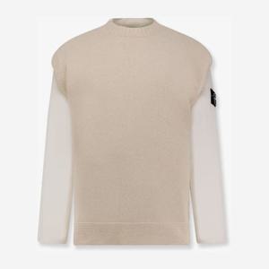 스톤아일랜드 베이지 크루넥 오버레이 스웨터 K2S155100014S00T