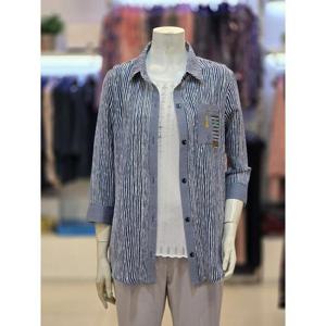 세리아 세이브존07 스트라이프 단추룩  포켓  7부 셔츠 252473