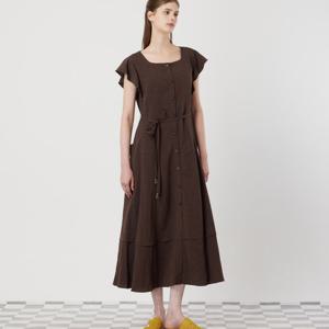 [씨씨콜렉트] 린넨 블랜드 벨티드 맥시 원피스