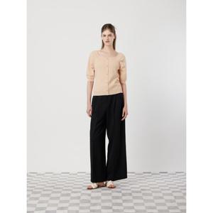 [씨씨콜렉트] 린넨 블랜드 백밴딩 턱 와이드 팬츠