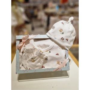 (밍크뮤10) 25FW신상 (WH)팜랜드배내 바디슈트 모자 손싸개3종 (S35A7004002)