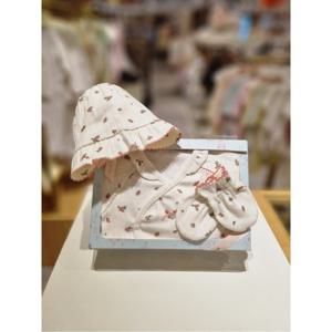 (밍크뮤10) 25년FW3종(CR)어템플라워저고리 모자 손싸개세트HK (35A7000010S)