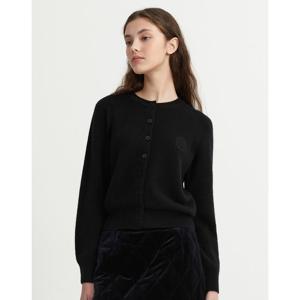 질스튜어트 뉴욕 여성 24FW 스테디셀러 블랙 로고자수 캐시미어 가디건 WJSW4D710BK