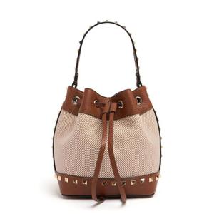 발렌 Rockstud 캔버스   가죽 버킷 백 81I-Z1D033